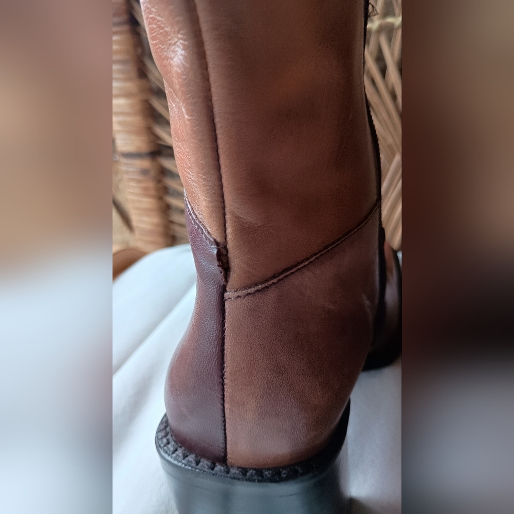 Vintage Milano 90s Women's Patchwork Brown Leather Boots_40 - Picture 4 of 8